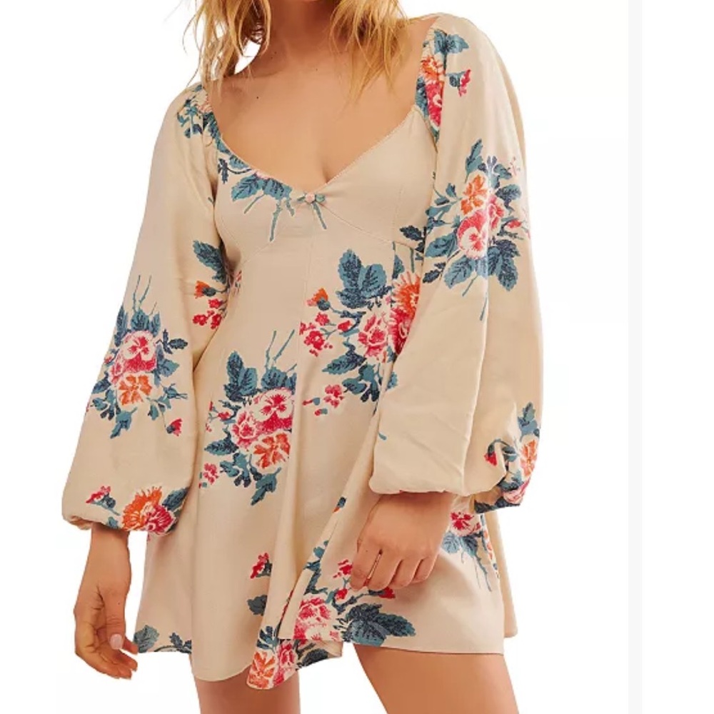 Free people Beige Floral Babydoll dress